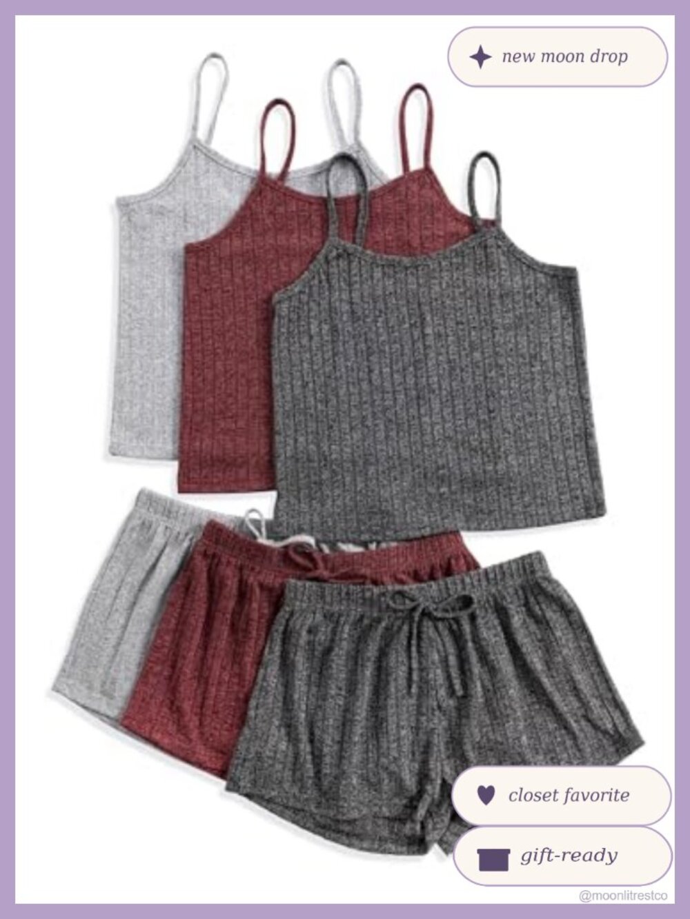 Ribbed Pajama Set Crop Top & Shorts Button Lounge Sleepwear 3 Sets